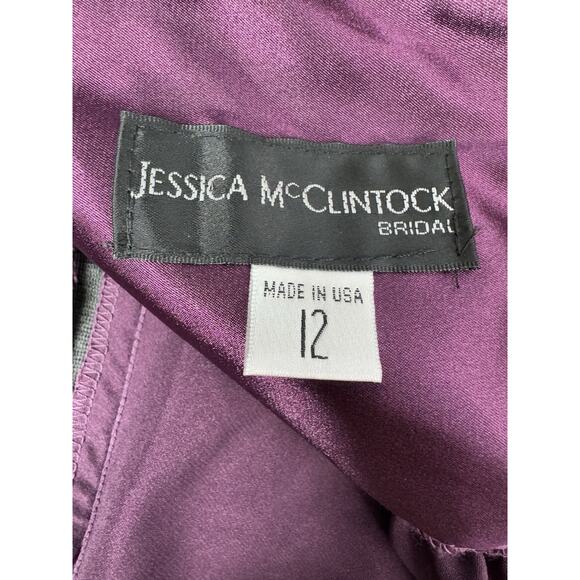 VTG Y2K Jessica McClintock Empire Dress 12 Plum Halter Chiffon Prom Bridesmaid - Picture 10 of 16